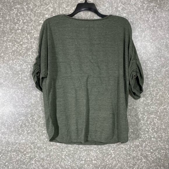 Max Studio Women's Gray Ruched Sleeve Knit Top - Size Medium - Classic Casual - Picture 6 of 6